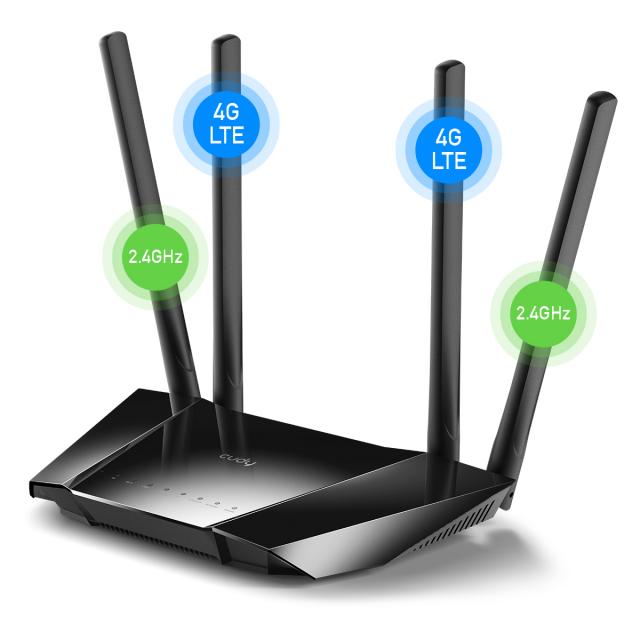 Wireless Router Cudy LT400, 4G LTE, 2.4GHz, 300 Mbps, 10/100 