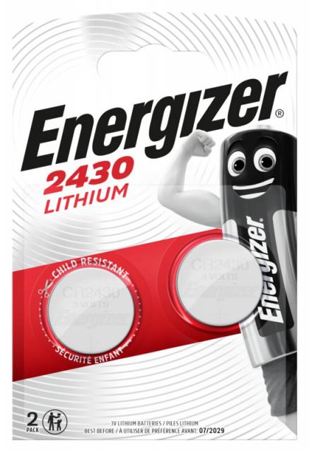 Бутонна батерия литиева ENERGIZER CR2430, 3V,  2 бр. в блистер, цена за 2 батерии 