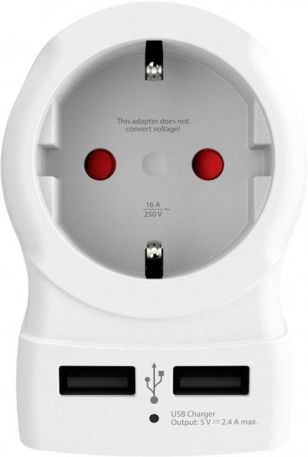 Skross Travel adapter Еurope to USA, USB,white 