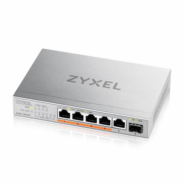 Суич ZyXEL XMG-105  5 портов 2,5Gb + 1xSFP+, 4 порта 70W PoE++, неуправляем 