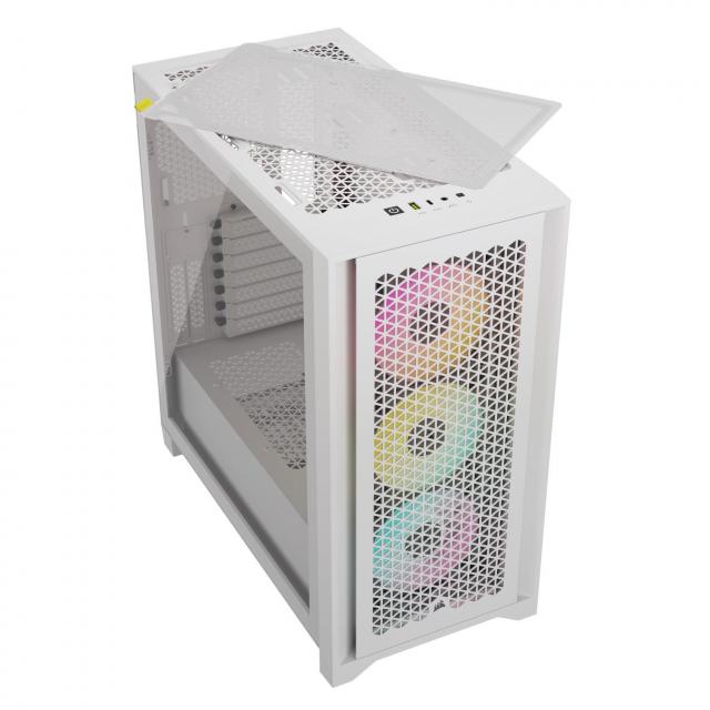 Кутия Corsair iCUE 4000D RGB Airflow Mid Tower, Tempered Glass, Бяла 