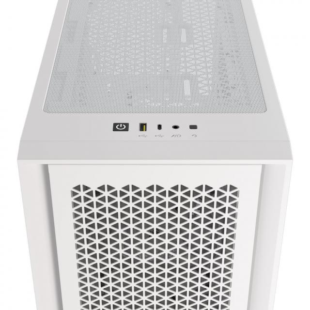 Кутия Corsair iCUE 4000D RGB Airflow Mid Tower, Tempered Glass, Бяла 