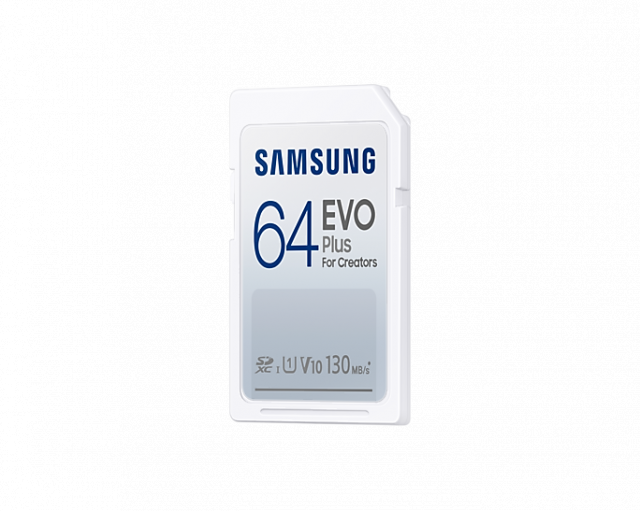 Карта памет Samsung EVO Plus, SD Card, 64GB, Бяла 