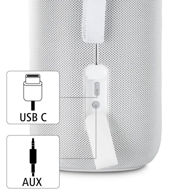 Hama "Shine 2.0" Bluetooth® Loudspeaker, LED, Splashproof, 30 W, white 