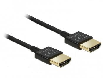 Кабел Delock  HDMI-A мъжко - HDMI-A мъжко,18 Gbit/s, 4K, 2 м, Черен