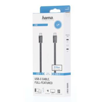 Кабел HAMA eMarker чип  USB 3.2 Gen 2, USB-C мъжко - USB-C мъжко, 1 м, 10 Gbit/s, 5A/100W 