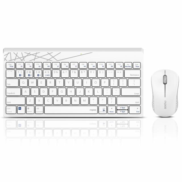 Wireless Keyboard Set RAPOO 8000M, White 