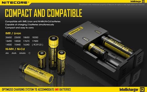 Universal Charger i2 LiIon & NIMH 18650; CR123; AA; AAA; C;D  NITECORE 