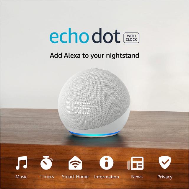 Смарт тонколона Amazon Echo Dot 5, B09B8vn8yq, Гласов асистент, Alexa, Часовник, Бяла 