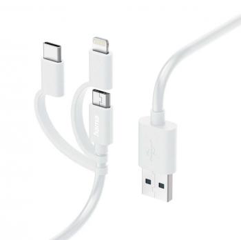 Hama 3-in-1 Multi Charging Cable, USB-A - Micro-USB, USB-C and Lightning