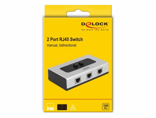 Превключвател Delock, Ръчен, 2 x RJ45 порта, 10 Gbps 