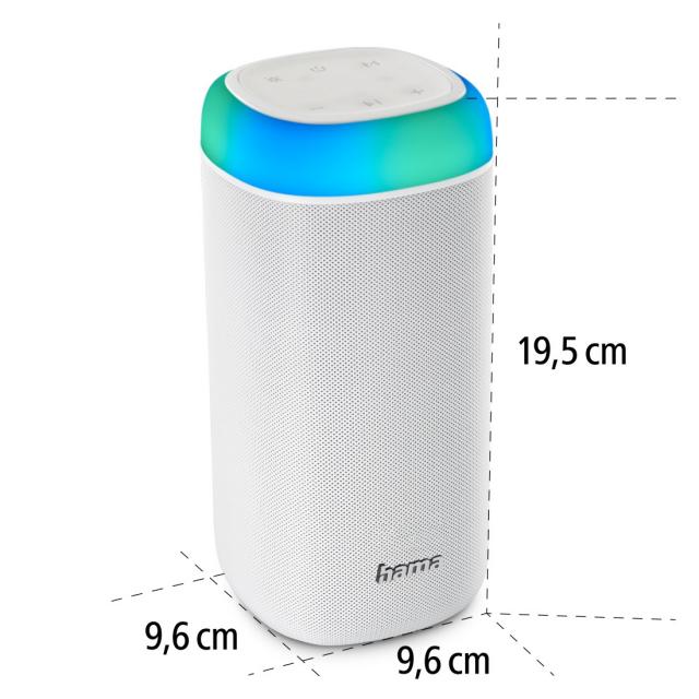 Hama "Shine 2.0" Bluetooth® Loudspeaker, LED, Splashproof, 30 W, white 