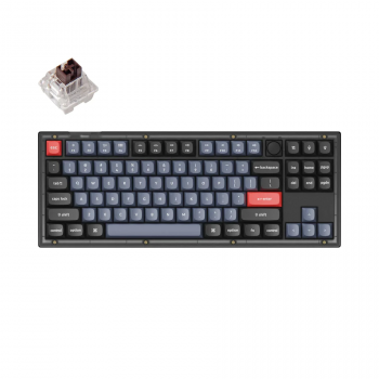 Mechanical Keyboard Keychron V3 TKL Knob QMK Frosted Black Translucent, Keychron K Pro Brown Switch, RGB Backlight