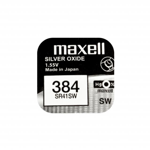 Бутонна батерия сребърна MAXELL SR41 SW /384/ AG3   1.55V 