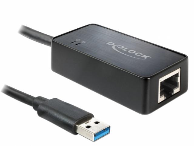 Адаптер DeLock 62121, USB 3.0  към Gigabit LAN 10/100/1000 Mbps 