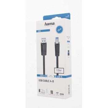 Кабел HAMA USB 3.0 -A мъжко -B мъжко, 1.5 м, 1 звезда 