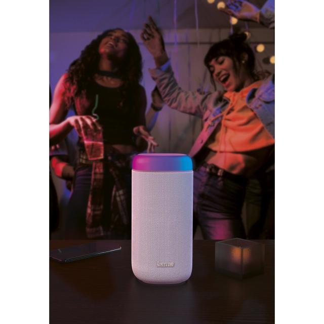 Hama "Shine 2.0" Bluetooth® Loudspeaker, LED, Splashproof, 30 W, white 