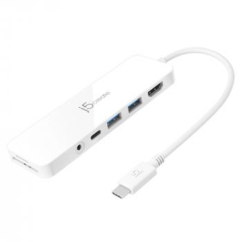 6-портов хъб j5create Mini Dock JCD373, USB, HDMI, SD, 3.5 mm jack