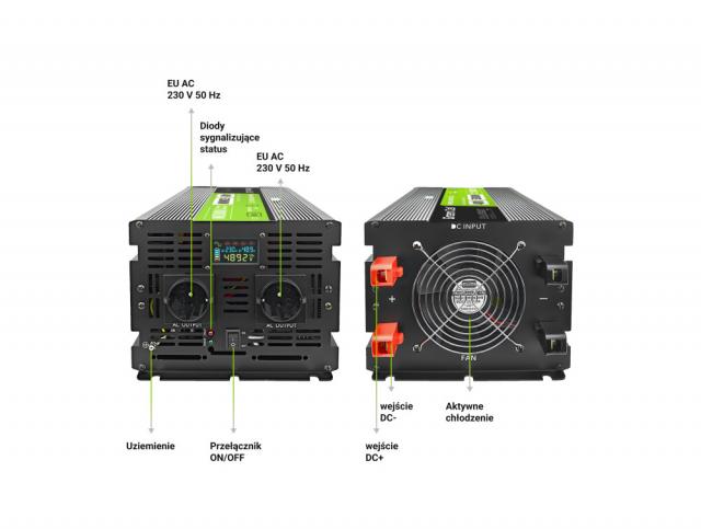 Инвертор GREEN CELL, 48/220V,  DC/AC, 5000W/10000W,INVGCP5000LCD  LCD чиста синусоида 