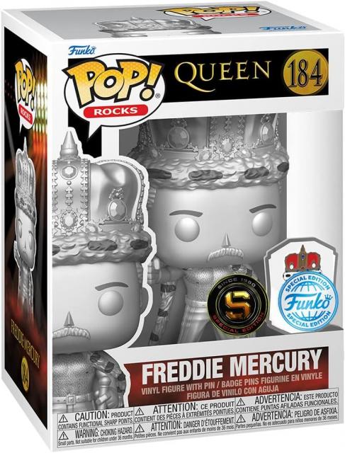 Фигурка Funko Pop! Rocks: Queen - Freddie Mercury King (Platinum) with Pin (Special Edition) #184 Vinyl 