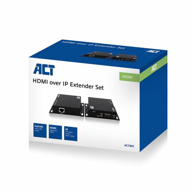 HDMI Extender (усилвател) ACT AC7850, 1080p @ 60Hz, 100 м, Комплект 