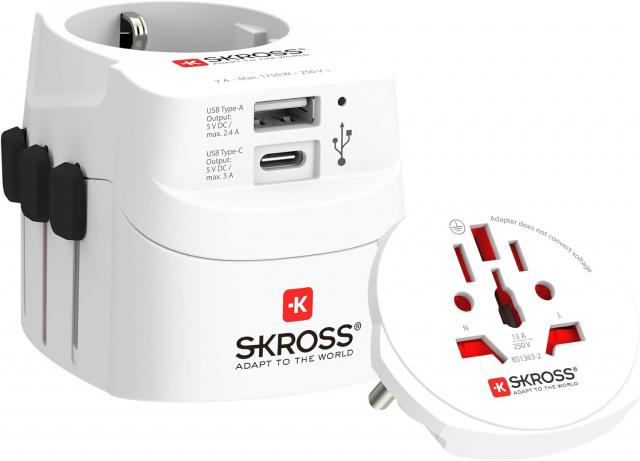 Адаптер SKROSS PRO Light USB, 1.302472, World, Бял 