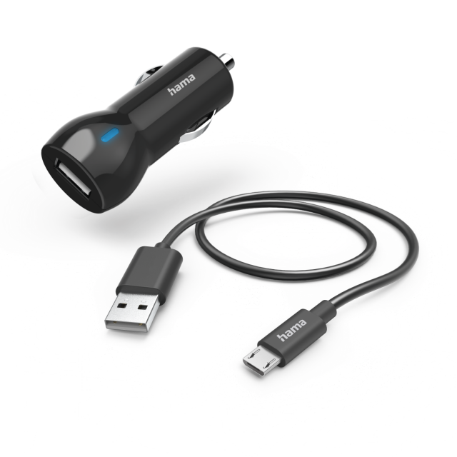 Car Charger with Micro-USB Charging Cable, HAMA-201613 