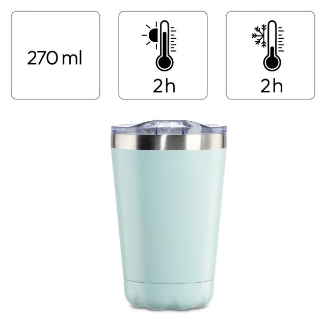 Xavax Thermal Mug, 270 ml, Insulated Mug To Go with Drinks Opening, pastel blue 