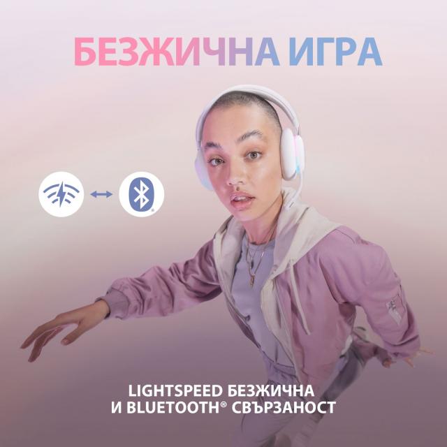 Геймърски слушалки Logitech, G735 RGB, Безжични, Bluetooth, Микрофон, Бели 