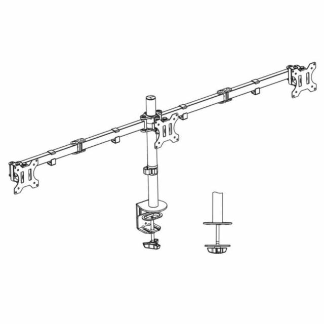 Стойка за 3 мониторa ACT AC8303, За бюро, Регулируема, 27", 21 кг, Черна 