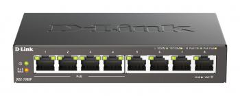 Суич D-Link DGS-1008P, 4x PoE + 4 x стандартни, 10/100/1000, Gigabit,