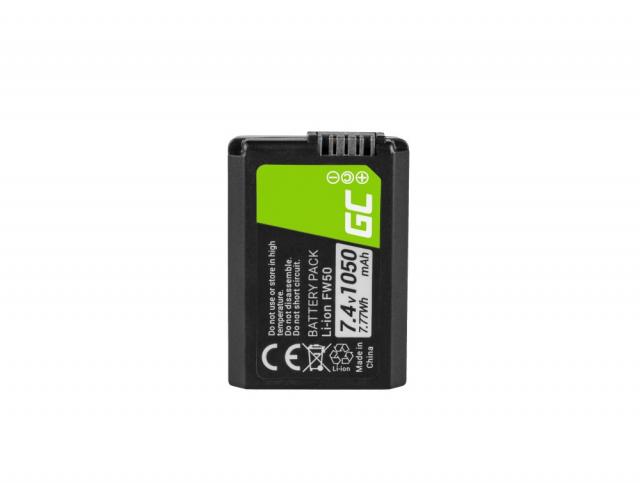 Camera Battery for FW50 do Sony Alpha A7, A7 II, A7R, A7R II, A7S, A7S II, A5000, A5100, A6000, A6300, A6500 7.4V 1050mAh GREEN CELL 