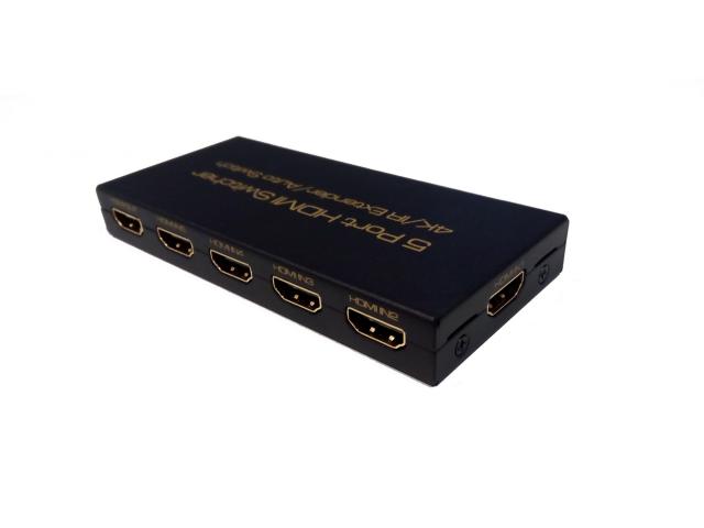 Автоматичен превключвател ESTILLO, HDMI switch, 5/1 x HDMI1.4, 5 входа 1 изход, Черен 