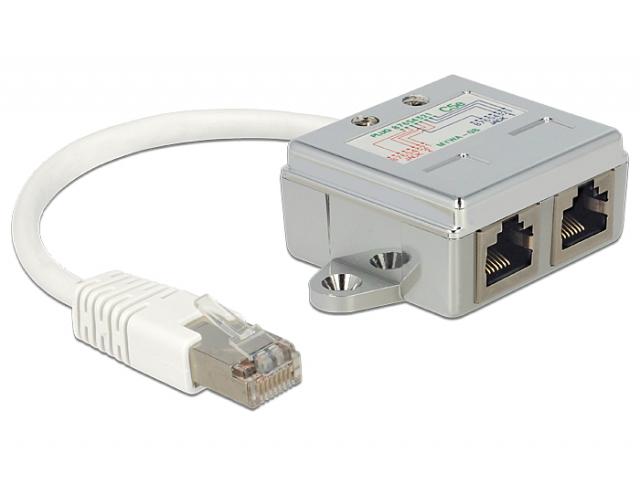 Адаптер DeLock Port Doubler, 1 x RJ45 plug - 2 x RJ45 jack (2 x Ethernet) 