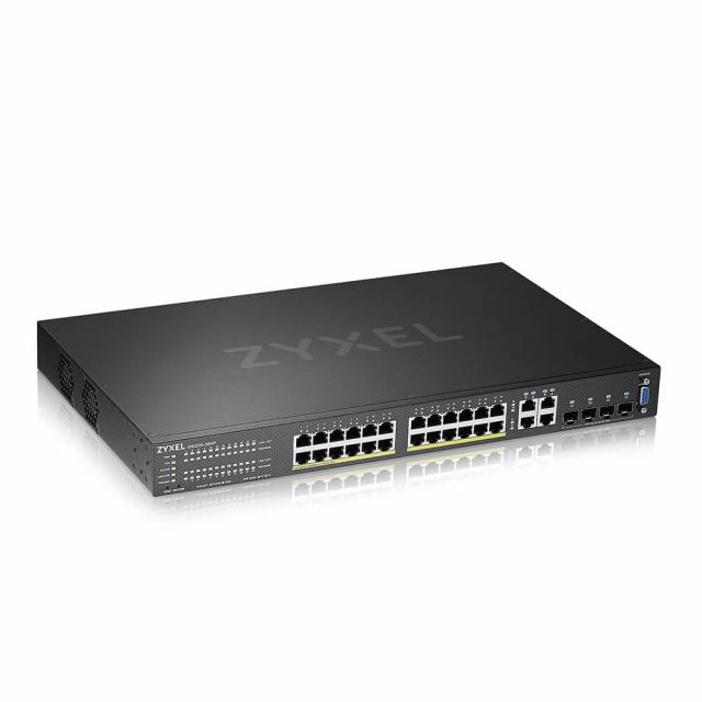 Суич ZyXEL GS-2220-28HP, 24 портов Layer2+, 24x Gigabit PoE + 4x Gigabit combo (RJ45/SFP), Управляем 