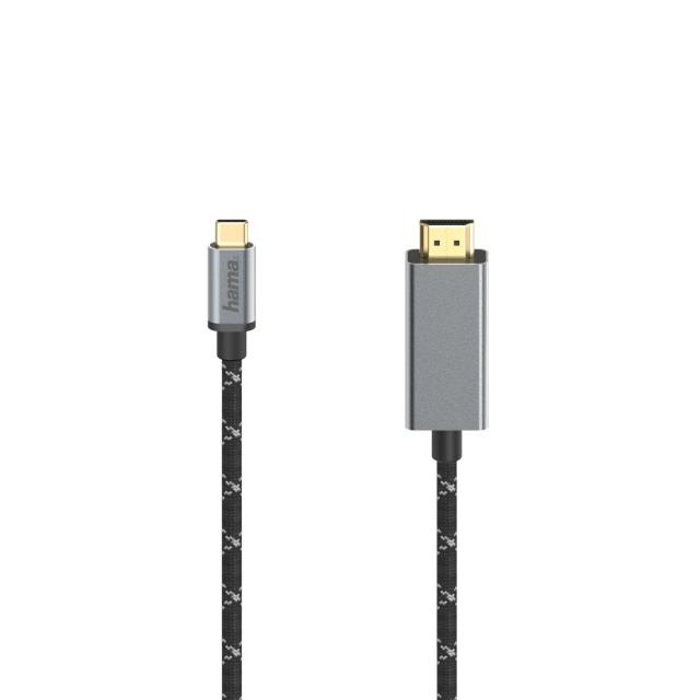 Кабел HAMA 200507, USB-C мъжко - HDMI мъжко, Ultra-HD, 4K@60 Hz, 1.5м, Черен 