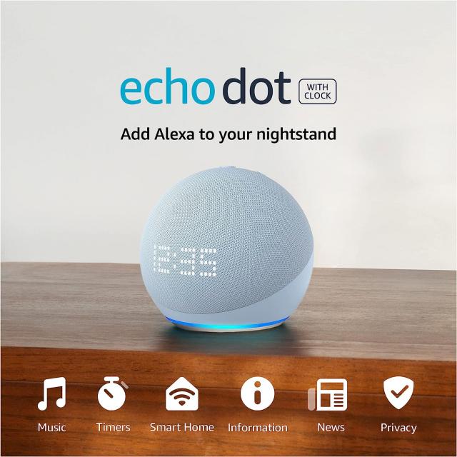 Преносима смарт тонколона Amazon Echo Dot 5 (5th Gen), Alexa, Часовник, Синя 