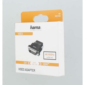 Адаптер HAMA 205169, DVI-D мъжко - HDMI женско, Ultra-HD, 4K, Черен 