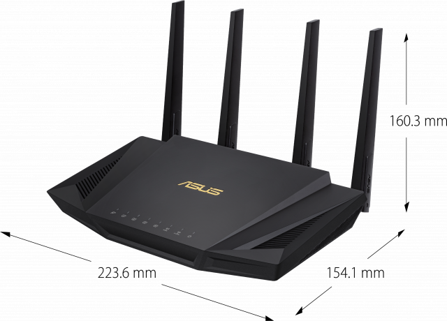 Безжичен рутер ASUS RT-AX58U V2, AX3000 Dual Band WiFi 6 (802.11ax), MU-MIMO, IPv6, OFDMA, AiMesh, AiProtection Pro, 2402 Mbps 