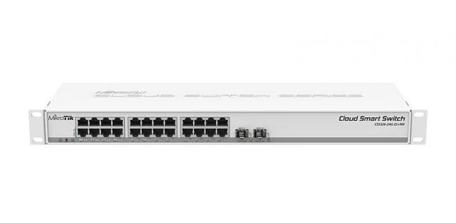 Суич MikroTik 326-24G-2S+RM 24 x Gigabit Ethernet ports, 10/100/1000Mbps, 2x SFP+ cages, монтаж в шкаф 