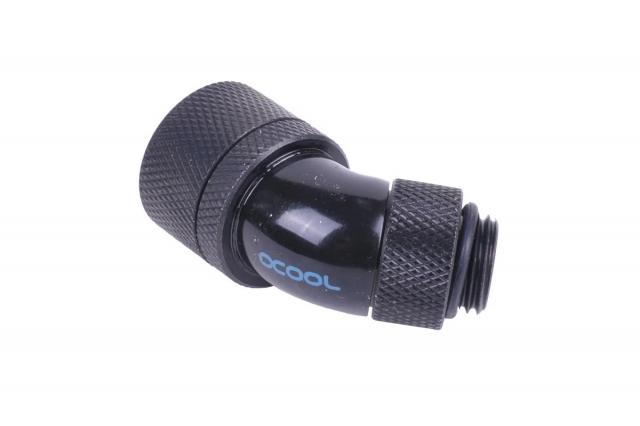 Компресионен фитинг Alphacool, 16/10 - G1/4, 45°, Въртящ се, Черен мат 