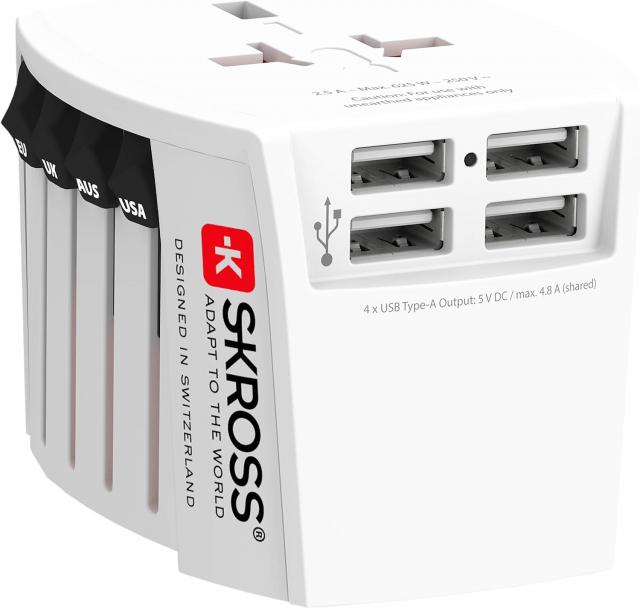 Адаптер SKROSS PRO MUV 4 x USB-A, 1.302961, World, Бял 