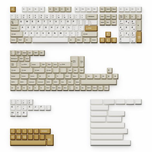 Капачки за механична клавиатура Keychron Cherry Profile Double - Shot PBT Full Set 219 Keycaps - Camel 