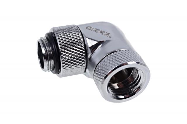 Alphacool Eiszapfen angled adaptor 90° rotatable G1/4 outer thread to G1/4 inner thread - chrome 