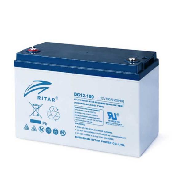 Lead Battery gel for solar systems RITAR (DG12-100)12V/100Ah -328 /172/219mm F12/M8 RITAR 