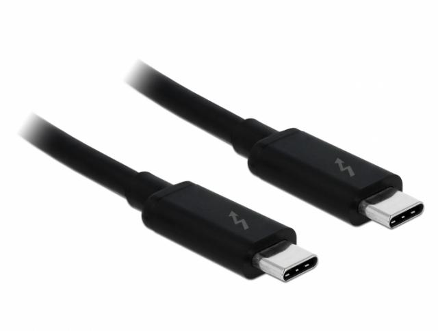 Кабел Delock Thunderbolt 3 (20 Gb/s) USB-C,  мъжко - мъжко, 2.0 м, 3 A, Черен 