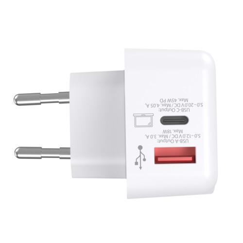 Адаптер-зарядно SKROSS Euro USB Charger AC45PD, USB-A, USB-C 