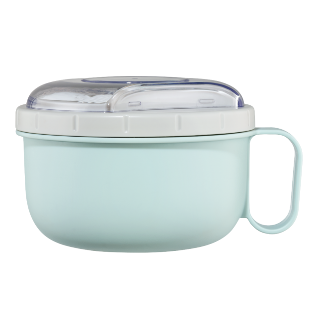 Xavax Round Lunch Box, for Microwave, with Cutlery, 1100 ml, pastel blue / grey 