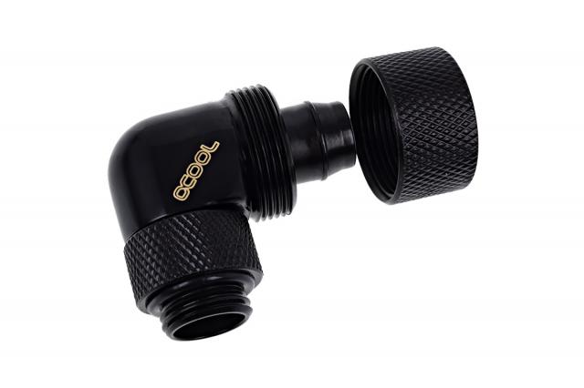 Фитинг Alphacool Eiszapfen, Удължител, 90°, 16/10mm, G1/4, Черен мат 