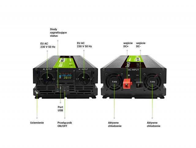 Инвертор GREEN CELL, 24/220V,  DC/AC, 3000W/6000W, чиста синусоида 